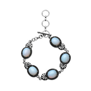 Opalith Armband, ca. 20 cm, silberfarben, schwarz oxidiert ca. 37,00 ct