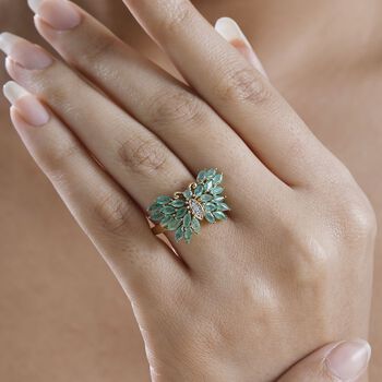 Kagem sambischer Smaragd und Zirkon Ring - 1,94 ct.