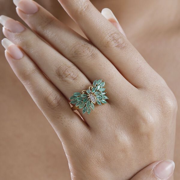 Kagem sambischer Smaragd und Zirkon Ring - 1,94 ct. image number 3