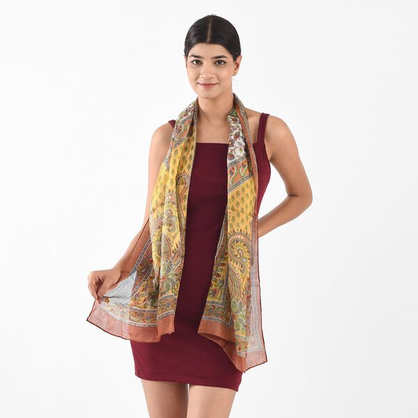 100% Natur Seide, Designer Schal, 50x160cm, Braun image number 3