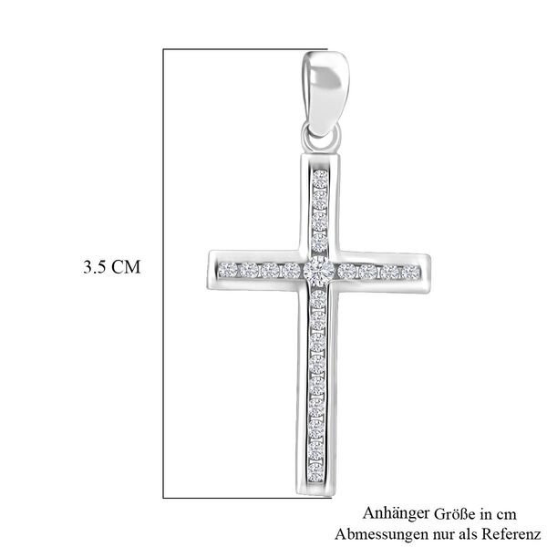 LUSTRO STELLA wei&szlig;er Zirkonia Anh&auml;nger im Kreuz-Design image number 5