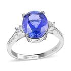 Rhapsody AAAA Tansanit, Weißer Diamant Ring 950 Platin (Größe 17.00) ca. 4,35 ct