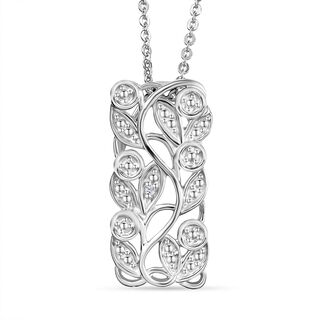 Weißer Diamant-Anhänger mit Kette, ca. 50 cm, 925 Silber platiniert