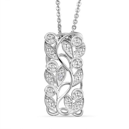 Wei&szlig;er Diamant-Anh&auml;nger mit Kette, ca. 50 cm, 925 Silber platiniert