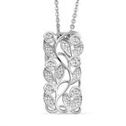 Weißer Diamant-Anhänger mit Kette, ca. 50 cm, 925 Silber platiniert
