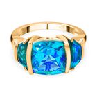 Pfau Quarz Triplette Ring 925 Silber vergoldet (Größe 16.00) ca. 6,74 ct