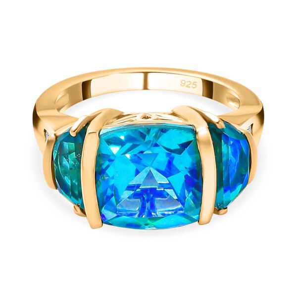Paraiba Pfau Triplett Quarz Ring - 6,74 ct.