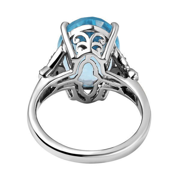 Himmelblauer Topas und wei&szlig;er Zirkon-Ring, 925 Silber platiniert  ca. 7,46 ct image number 6