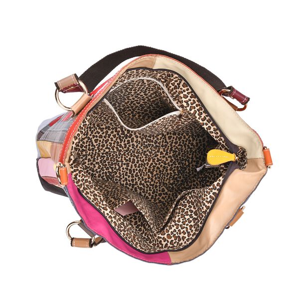 Chaos by Elsie Echtleder Crossbody Tasche mit RFID, Pink mit Blumen, 2 Außentaschen, 1 Innen-Reißverschlusstasche, Mini-Flashlight image number 6