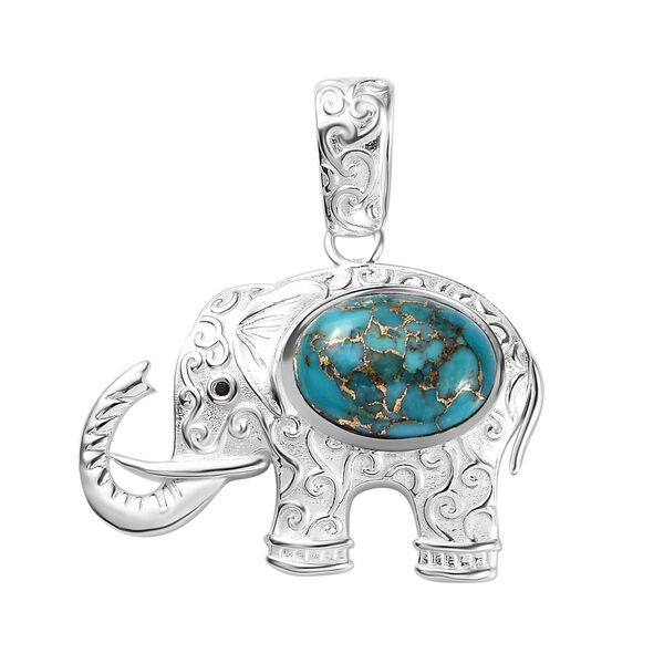 AAA blauer Mojave T&uuml;rkis und schwarzer Spinell-Anh&auml;nger - 7,48 ct.