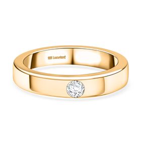 LUXURIANT DIAMOND- VS EF Labor Diamant Ring, 925 Silber Gelbgold Vermeil - 0,15 ct.