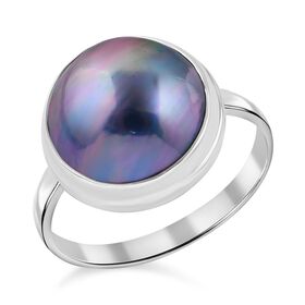 Royal Bali Kollektion- Blauer Mabe Perle-Ring