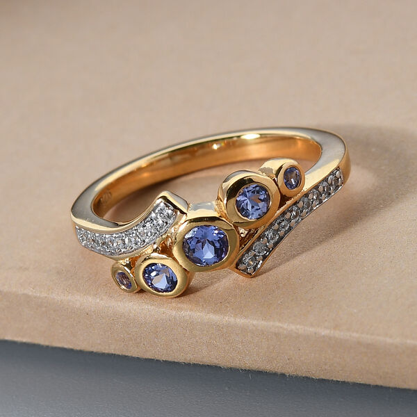 Tansanit und Zirkon-Ring, 925 Silber vergoldet  ca. 0,47 ct image number 2