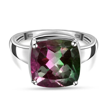 Wassermelonen-Quarz-Triplett-Ring, 925 Silber platiniert (Gr&ouml;&szlig;e 17.00) ca. 5,74 ct