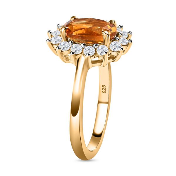 Serra Gaucha Citrin, Weißer Zirkon Ring, 925 Silber Gelbgold Vermeil, (Größe 20.00) ca. 3.14 ct image number 5