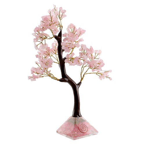 Rosenquarz Edelstein Baum mit Orgonit Basis, 230 Steine image number 0