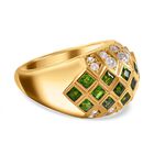 Natürlicher Chromdiopsid, weißer Zirkon Ring, 925 Silber vergoldet (Größe 16.00) ca. 2.99 ct