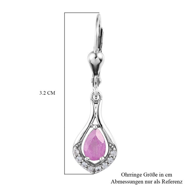 Fissure gef&uuml;llt Rosa Saphir und Zirkon Ohrh&auml;nger 925 Silber platiniert ca. 1,25 ct&nbsp; image number 7