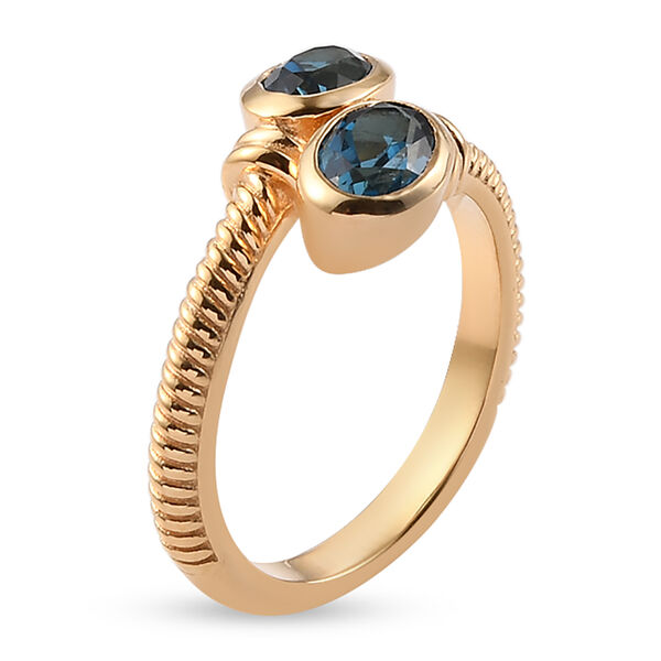 London Blau Topas Bypass Ring 925 Silber vergoldet  ca. 1,36 ct image number 5