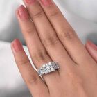 LUSTRO STELLA Hergestellt mit ZIRKONIA Cluster-Ring 925 Silber Platin-Überzug image number 2