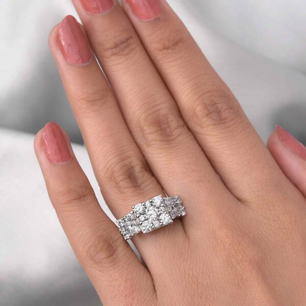 LUSTRO STELLA Hergestellt mit ZIRKONIA Cluster-Ring 925 Silber Platin-Überzug image number 3