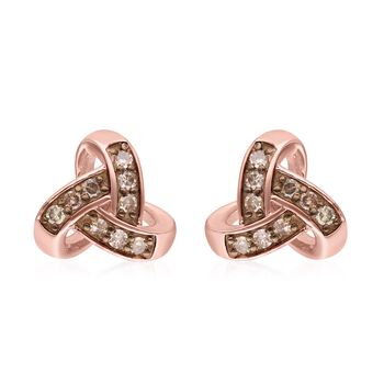 Nat&uuml;rliche Champagner Diamant Ohrringe, 925 Silber ros&eacute;vergoldet ca. 0.25 ct