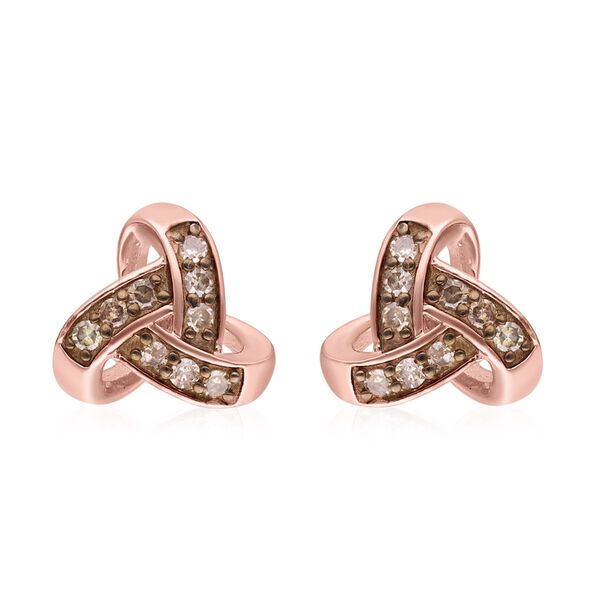 Nat&uuml;rliche Champagner Diamant Ohrringe, 925 Silber ros&eacute;vergoldet ca. 0.25 ct