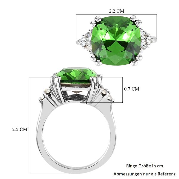 LUSTRO STELLA Österreichischer Moosgrüner dunkler und weißer Kristall Solitär Ring 925 Silber Platin-Überzug image number 6