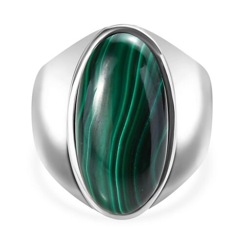 AAA Malachit Rin,g Edelstahl, (Größe 17.00) ca. 12.10 ct image number 0