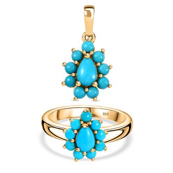 AA Amerikanisches, nat&uuml;rliches Sleeping Beauty T&uuml;rkis-Schmuckset - 1,42 ct.