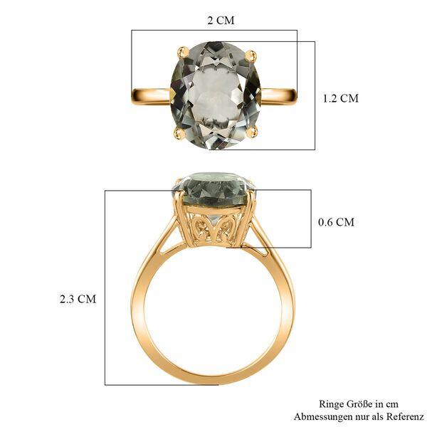 AA Prasiolith Ring, 925 Silber vergoldet (Größe 21.00) ca. 4.42 ct image number 7