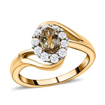 AA nat&uuml;rlicher, goldener Tansanit und Zirkon-Ring - 0,94 ct.