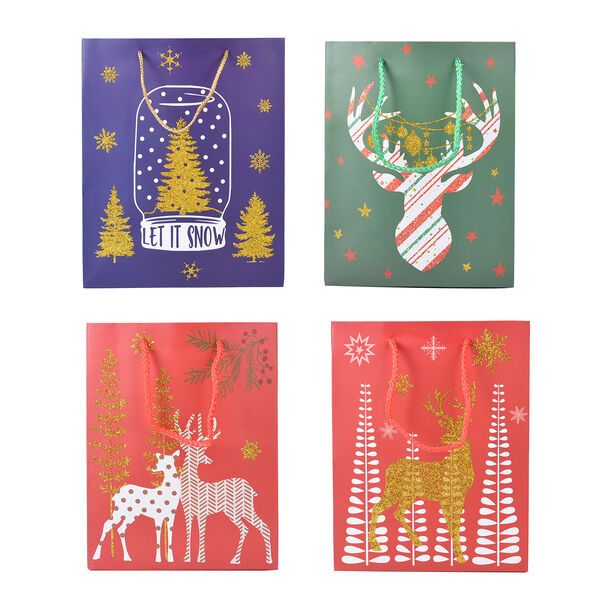 12er-Set Geschenkt&uuml;ten, Weihnachtsmotiv, Gr&ouml;&szlig;e S (18x10x23 cm), M (32x12x26 cm), und L (31x12x42 cm), Mehrfarbig&nbsp;