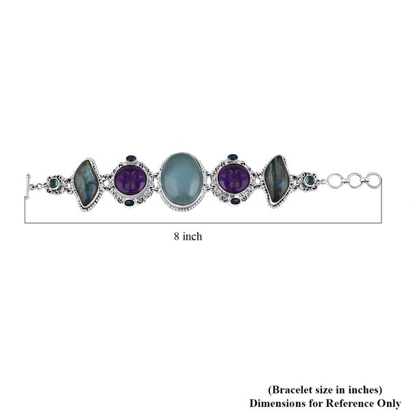 Royal Bali Sajan Silber -Blauer Calcit, Afrikanischer Amethyst Armband ca. 18.5 cm 925 Silber image number 5