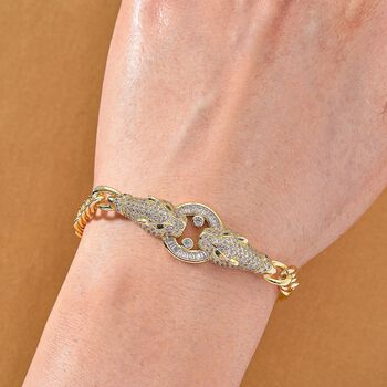 Wei&szlig;es Zirkonia und gr&uuml;nes Nanokristall 18,5cm Armband in Goldton