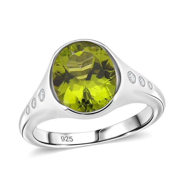 D'joy Natürlicher Peridot, Moissanit Ring 925 Silber rhodiniert (Größe 17.00) ca. 3.63 ct image number 3