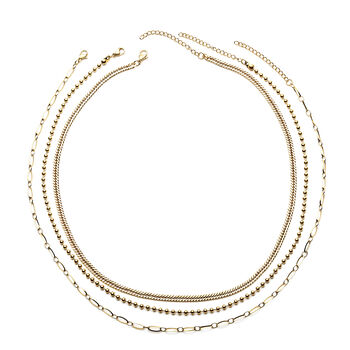 3er-Set Halskette ca. 50 cm Edelstahl vergoldet