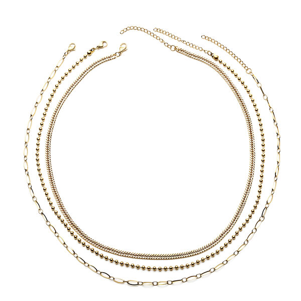 3er-Set Halskette ca. 50 cm Edelstahl vergoldet