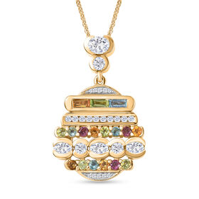 GP - Wei&szlig;er Zirkon Schmuckset ca. 50 cm 925 Silber 750 Gelbgold Vermeil ca. 6,50 ct.