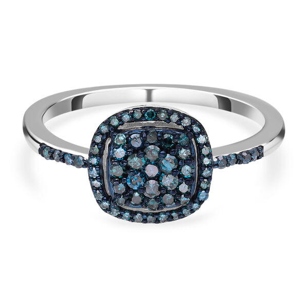 Blauer Diamant P3 Ring, 925 Silber platiniert (Größe 19.00) ca. 0,50 ct image number 0