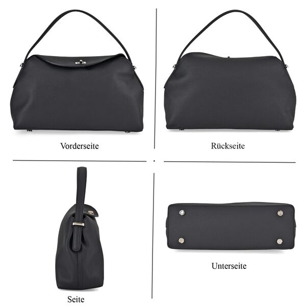 "Genuine Leather crossbody bag Color:Black Size:32*19*11cm        Wall: Genuine Leather Lining: Polyester Exterior:lock-1 Interior: zipped-1,slid-1" image number 4
