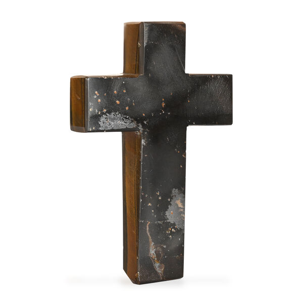 "Livmore  Set of 2 Tiger Eye Gemstone Cross  With Bracelet With Cross Charm Size - 3 Inch  Weight - 46 Gm  Color- Blue" image number 4