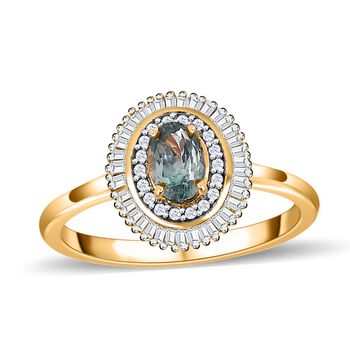Alexandrit und Diamant Ring in 750 Gold - 1 ct.