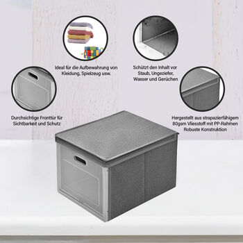 Faltbare Aufbewahrungsbox mit Fenster, grau