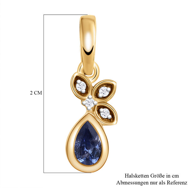 Tansanit und wei&szlig;er Zirkon-Anh&auml;nger, 925 Silber vergoldet ca. 0,41 ct image number 5