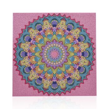 DIY Diamond Painting Leinwand Katze, mehrfarbiges Motiv mit Glitzerakzenten, 29x29cm, Mandala