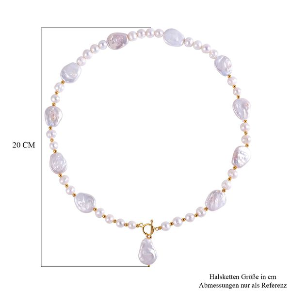 Keshi-Stil Perle, Weiße Süßwasser Perle Halskette, ca. 53.25 cm 925 Silber vergoldet image number 4