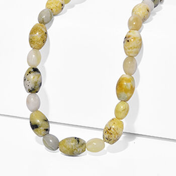 EVER TRUE Gelbes T&uuml;rkis, Serpentin Halskette ca. 45 cm 316L Edelstahl Gold ca. 285.00 ct