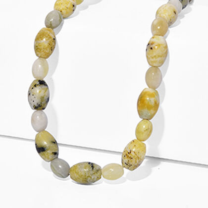 EVER TRUE Gelbes T&uuml;rkis, Serpentin Halskette ca. 45 cm 316L Edelstahl Gold ca. 285.00 ct