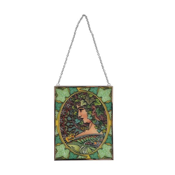 Handbemalter Glas-Sonnenf&auml;nger, Alphonse-Mucha-Design, 12&times;15cm, Mehrfarbig image number 3